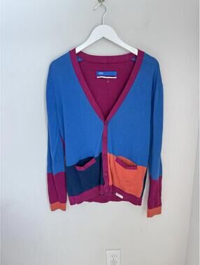 Adidas Originals Women’s Sz S Retro Inspired Blue Orange Colorblock Cardigan